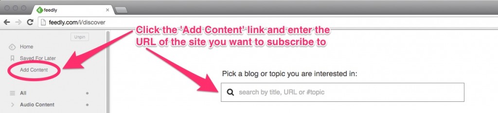 Feedly Add Content Link