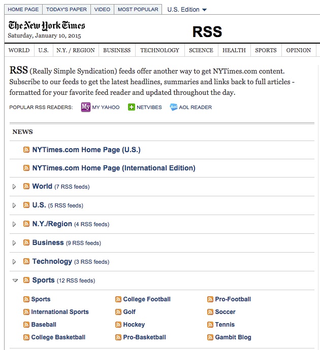 The New York Times' RSS Feeds