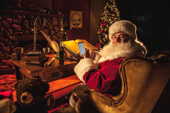 Santa with a smartphone
