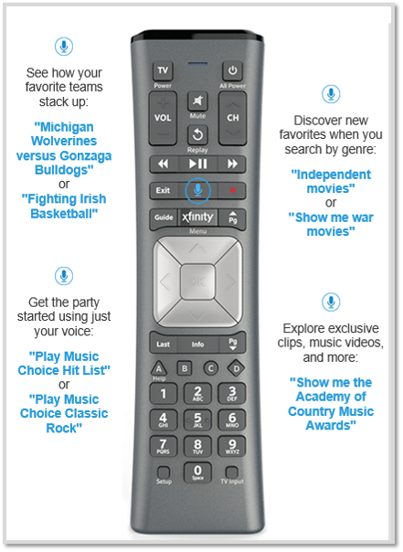 x1 xfinity remote with commands