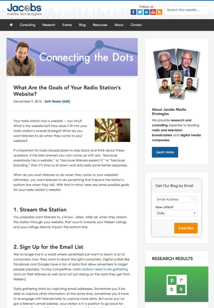 Station Goals Webpage