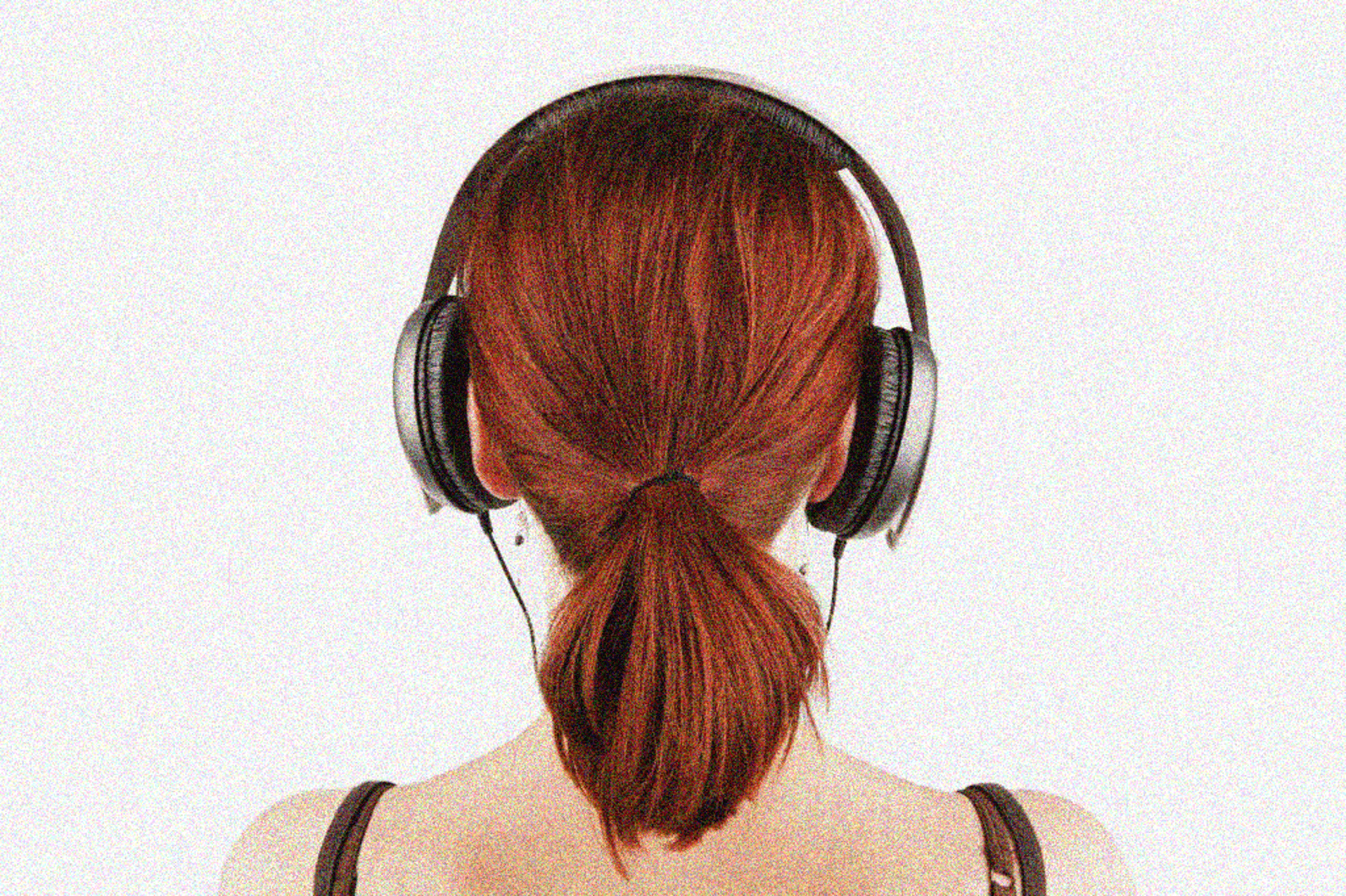 Woman Headphones Film Grain