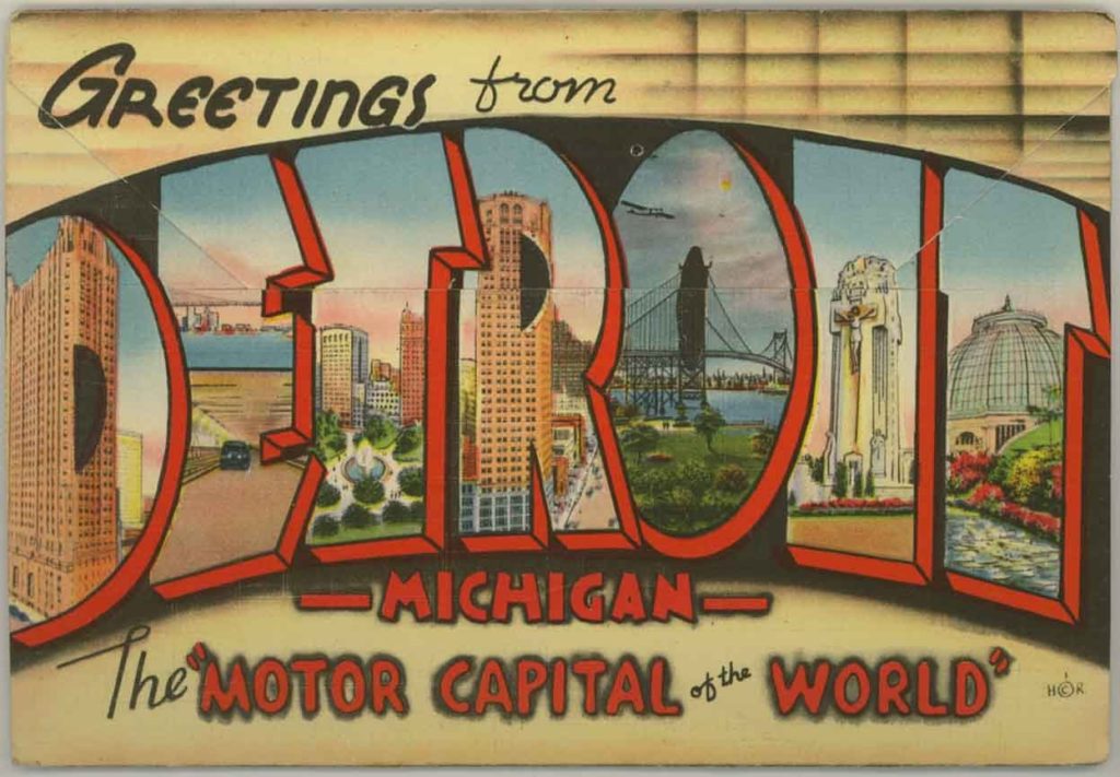 detroit postcard car