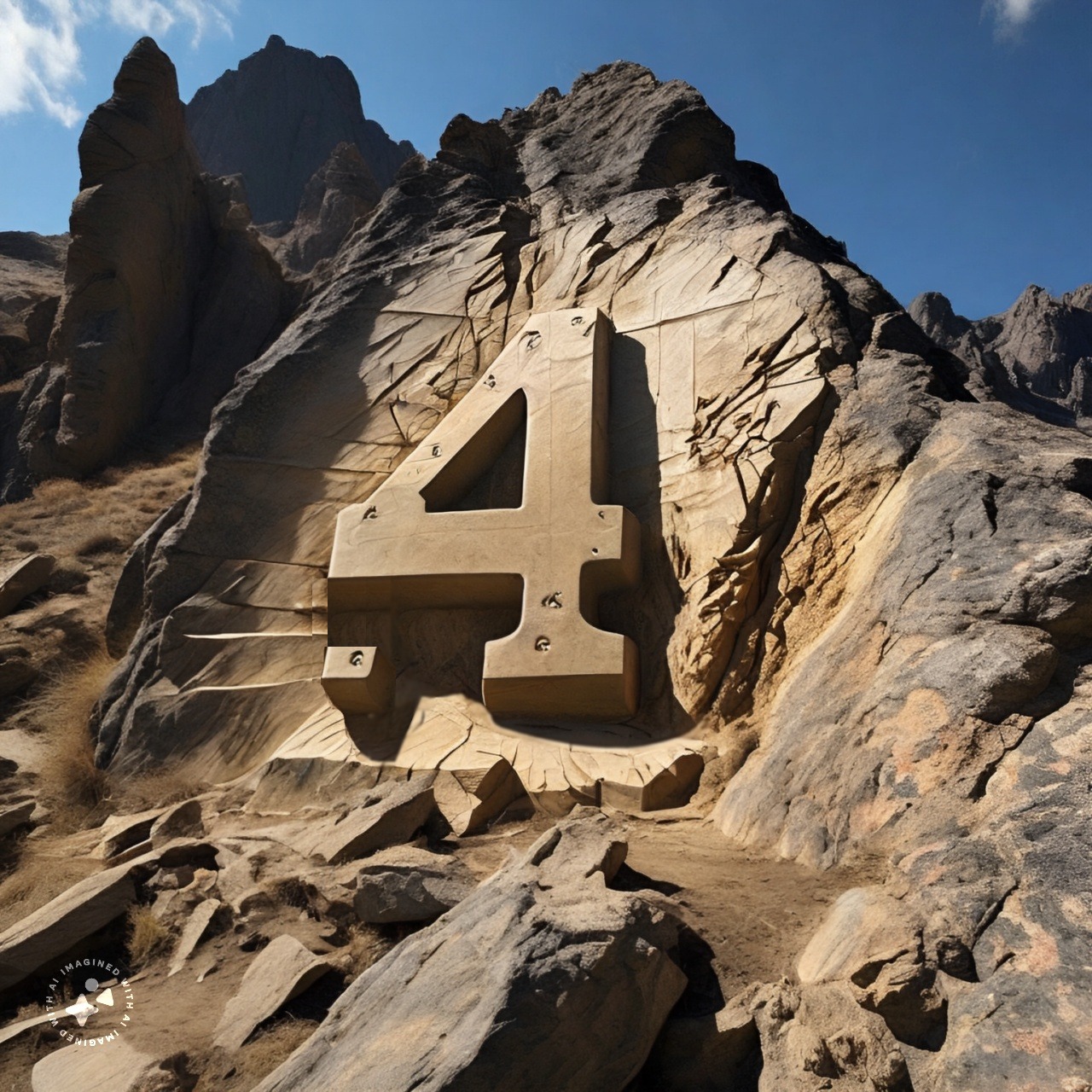 4 carved in mountain