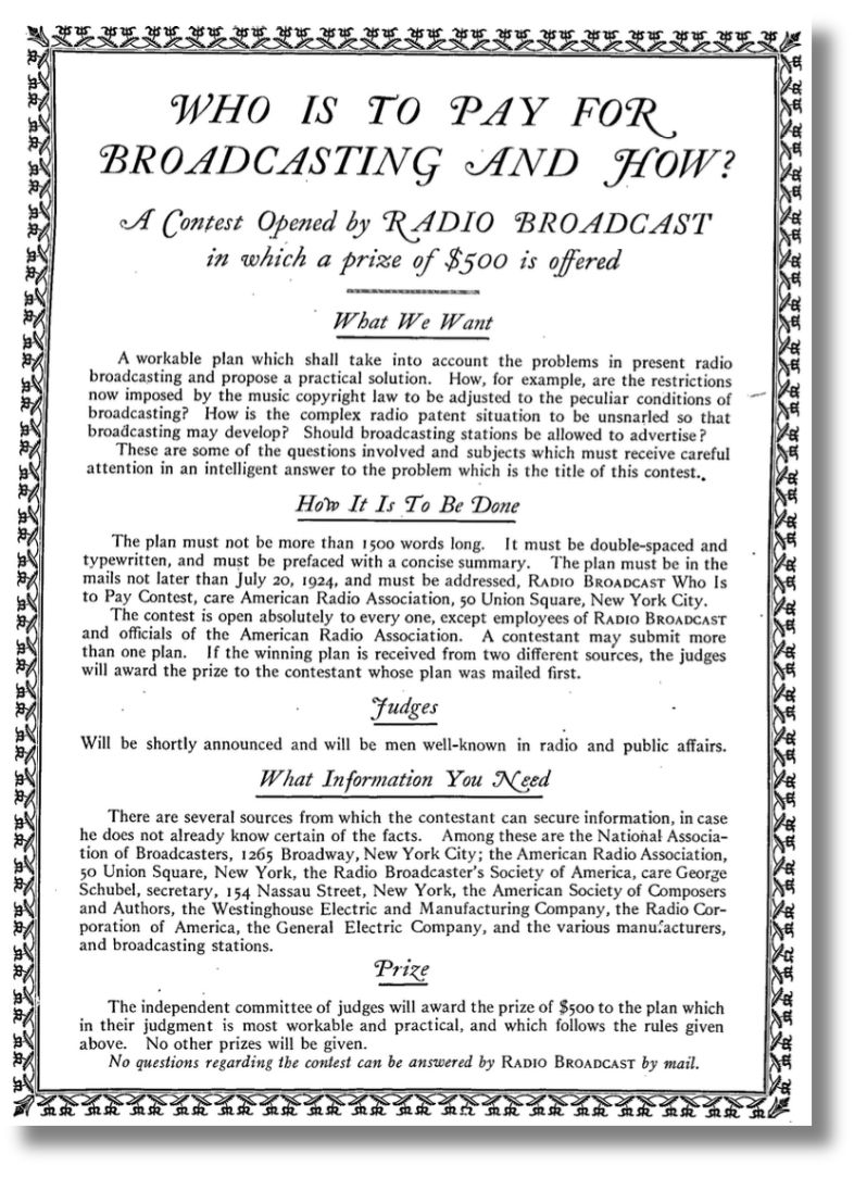 Radio Broadcast Contest 1924 Rules