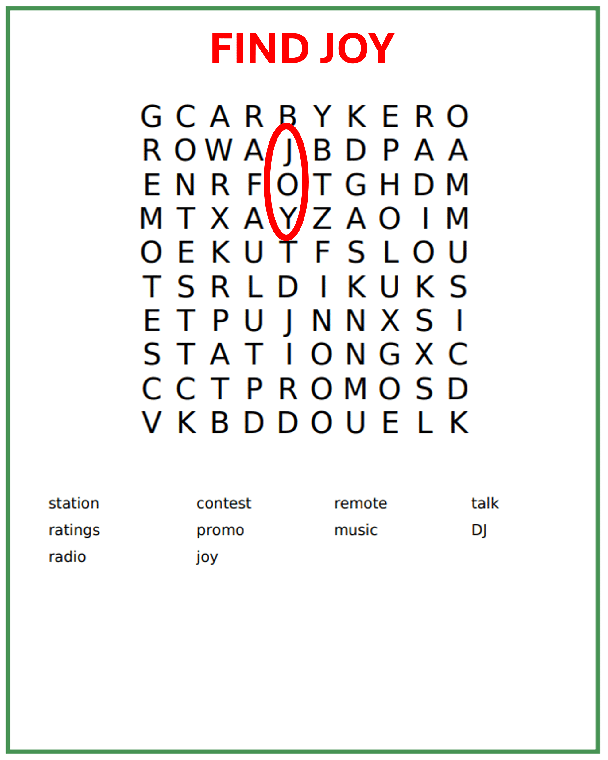 Find Joy Word Search