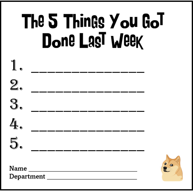 5 things last week blank form