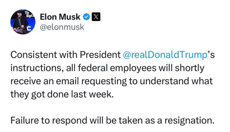 elon musk tweet done last week