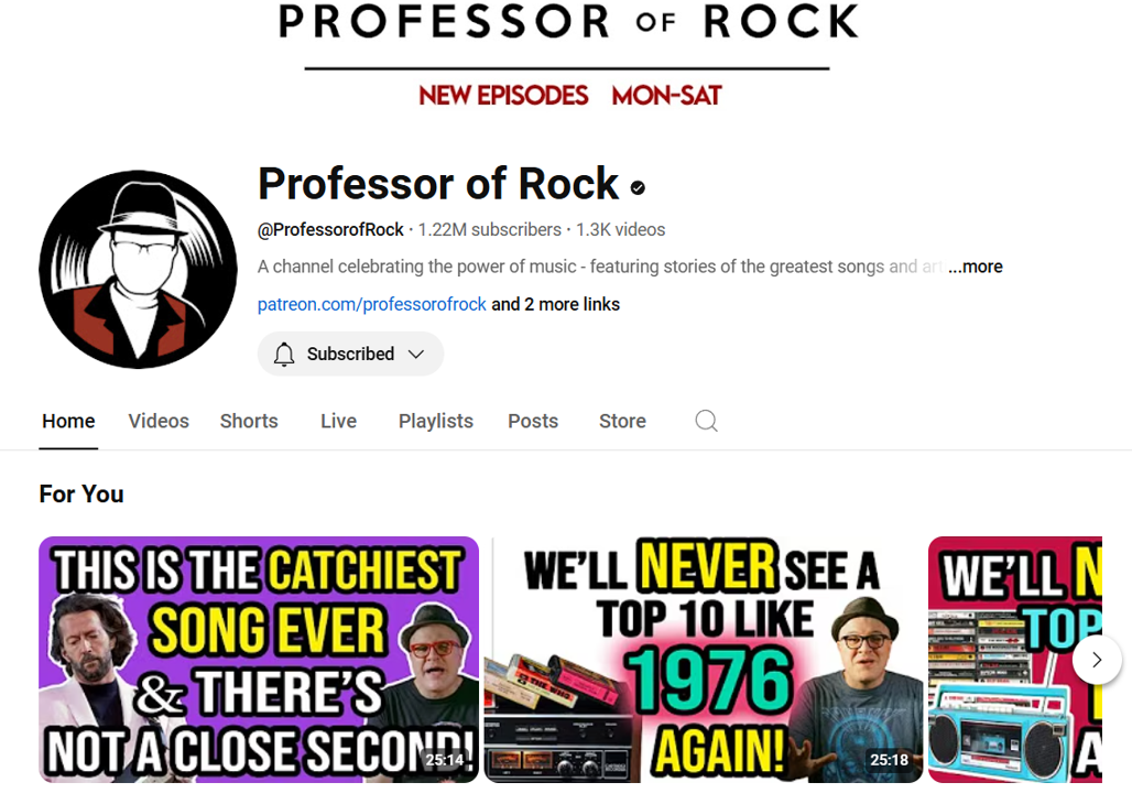 professor of rock youtube 0224