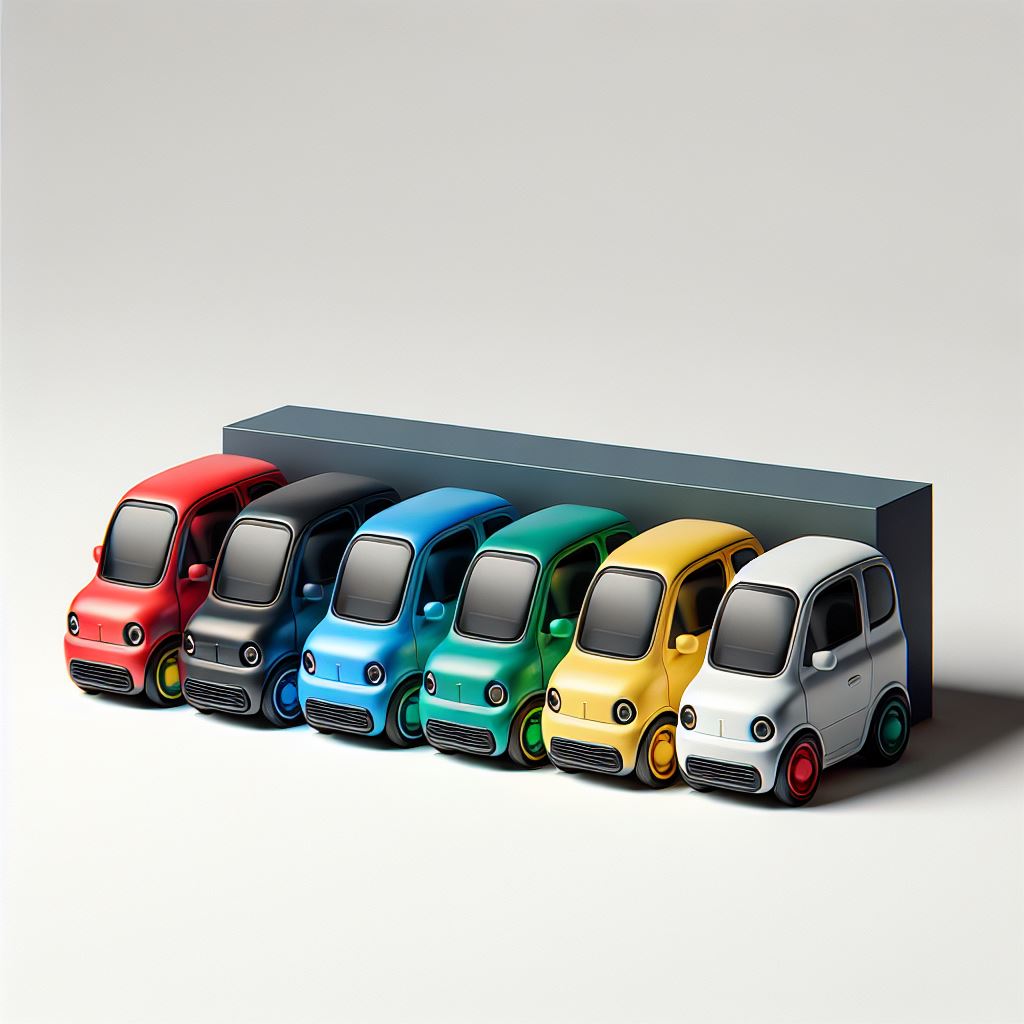 A 6 Pack Of Identical Small Cars Each A Different Color